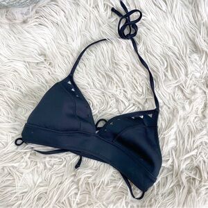 Gigi C Bikinis Lace Up Black Triangle Bikini Swim Top